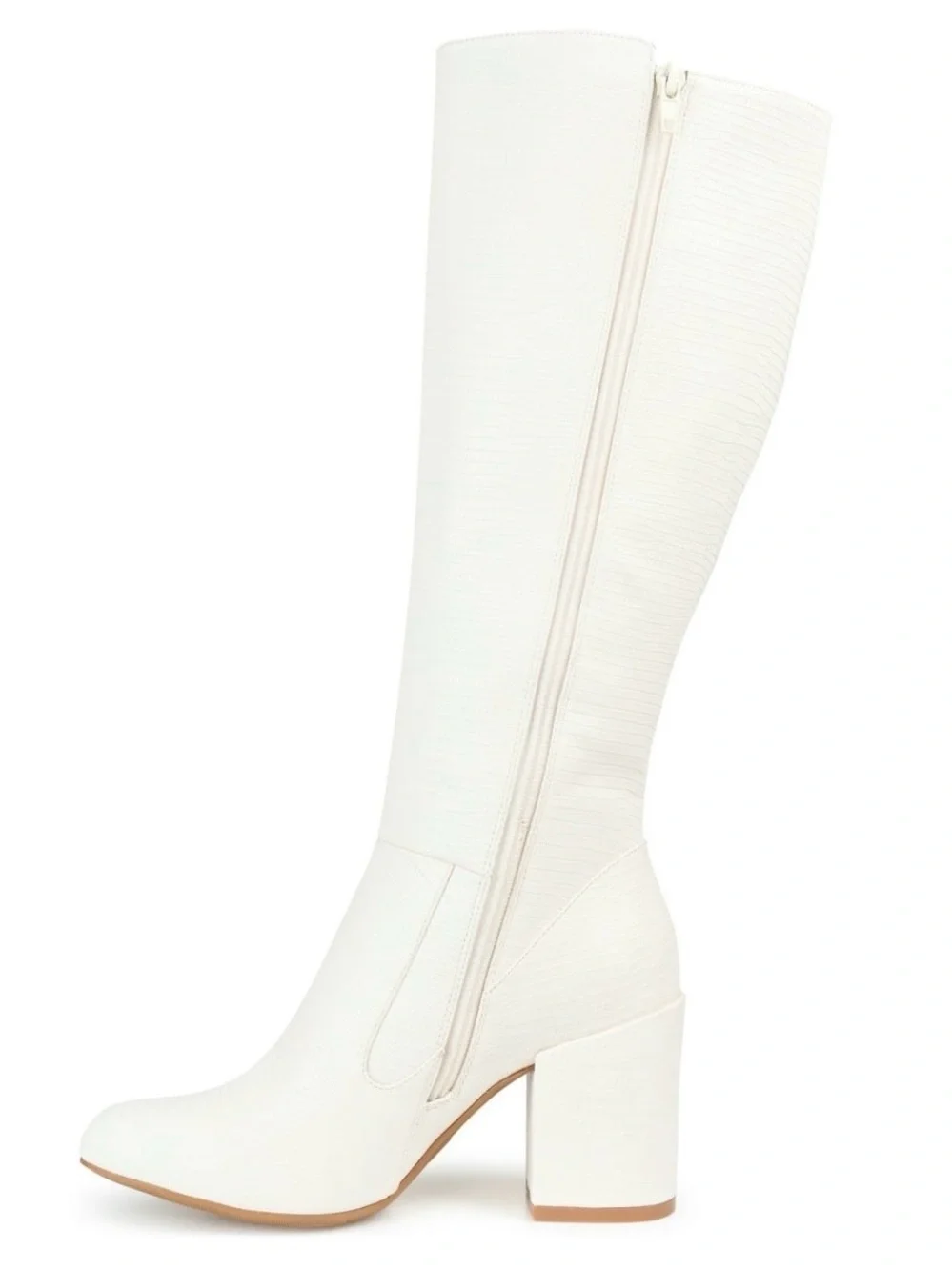 BRAND NEW Journee Collection Tavia Block Heel Knee High Boots White Size 10